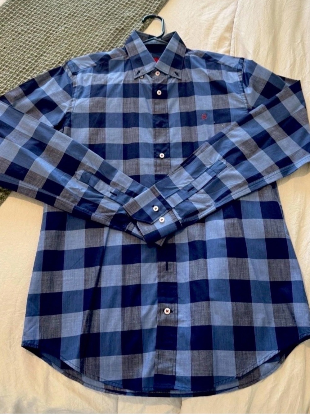 Carolina Herrera Men Button Down Long Sleeve Shirt Size 15 Color Blue Authentic